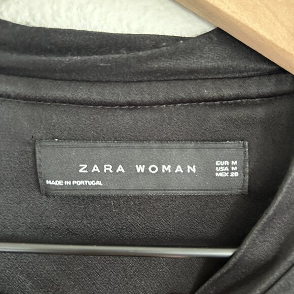 Zara Jacket M Black Satin Embroidered Asian Floral Bird Full Zip Bomber - Picture 10 of 11